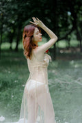 Emerald Satin Slip Dress - fashion model